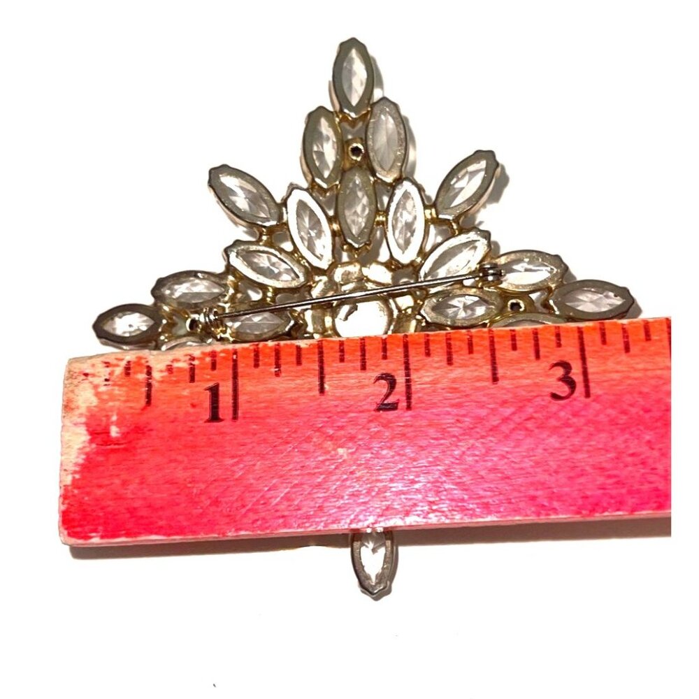 Massive Statement Colorless Rhinestone Crystal AB Brooch Vintage Jewelry Bridal - Picture 6 of 9